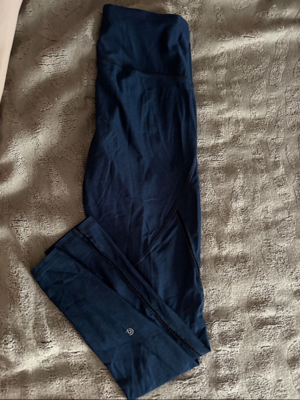 Navy Active Leggings with Subtle Logo